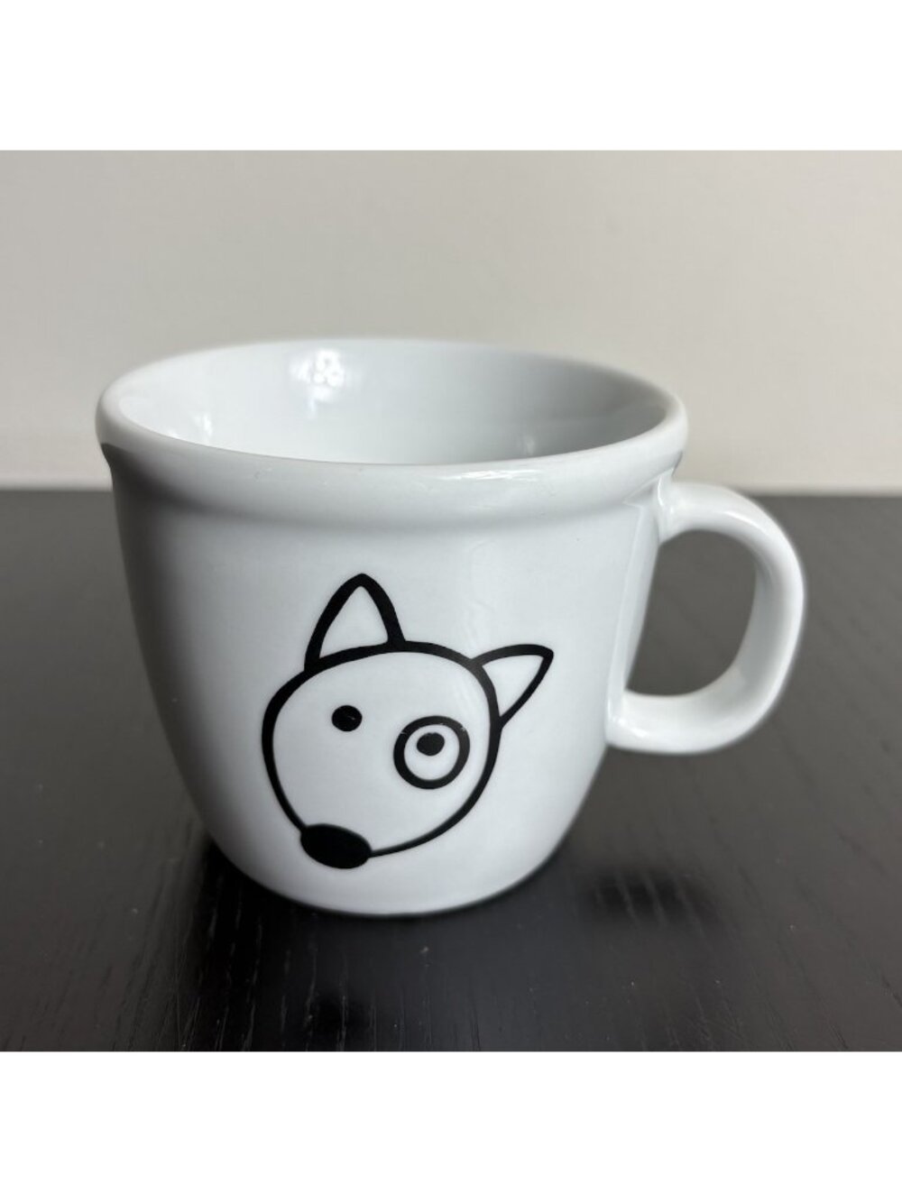BODUM White Porcelain Small 3" Coffee Mug with Black Dog